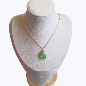 Green Faux Opal Tear Drop Necklace